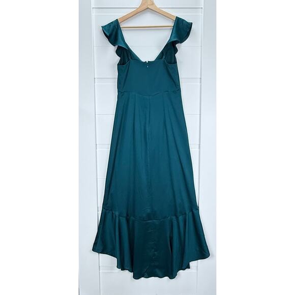 Express Teal Ruffle Hi-Low Maxi Dress Size 4 Formal Cocktail Party Preowned - Picture 3 of 12
